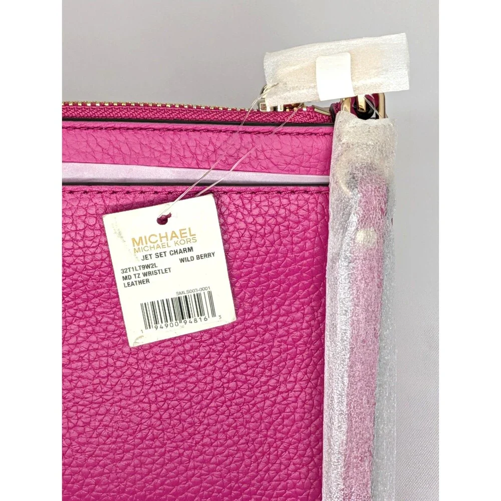 Michael Kors Jet Set Charm Wristlet - Wild Berry, Pink, Leather, NWT